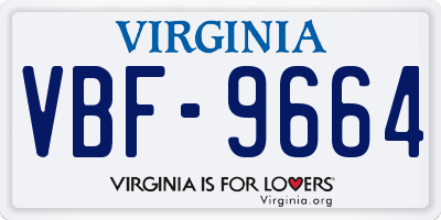 VA license plate VBF9664