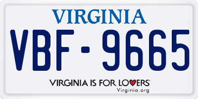 VA license plate VBF9665