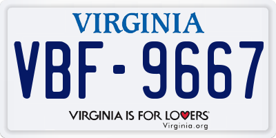 VA license plate VBF9667