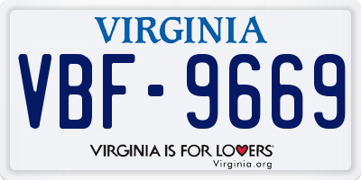 VA license plate VBF9669