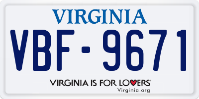 VA license plate VBF9671