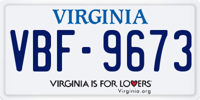 VA license plate VBF9673