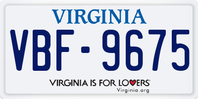 VA license plate VBF9675