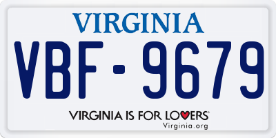 VA license plate VBF9679