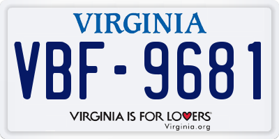 VA license plate VBF9681
