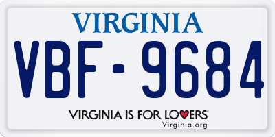 VA license plate VBF9684