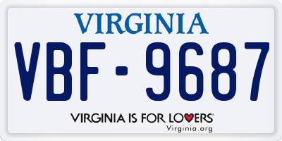 VA license plate VBF9687