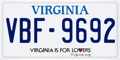 VA license plate VBF9692
