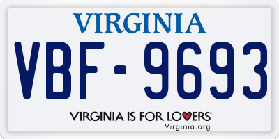 VA license plate VBF9693