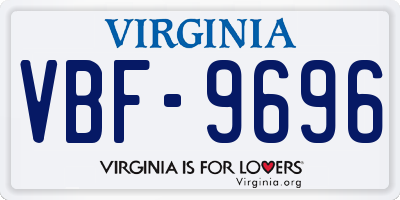 VA license plate VBF9696