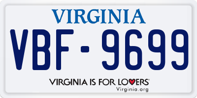 VA license plate VBF9699