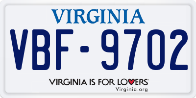 VA license plate VBF9702
