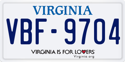 VA license plate VBF9704