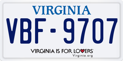 VA license plate VBF9707