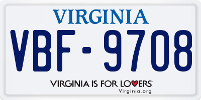 VA license plate VBF9708