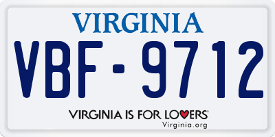 VA license plate VBF9712