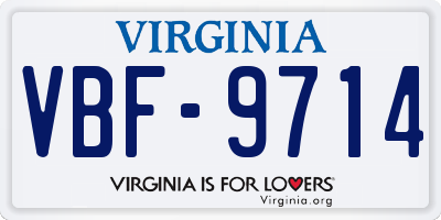 VA license plate VBF9714