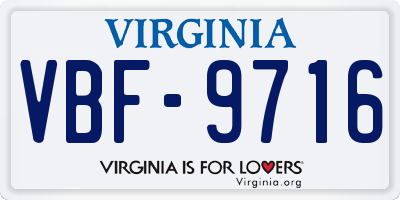 VA license plate VBF9716