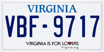 VA license plate VBF9717