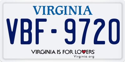 VA license plate VBF9720
