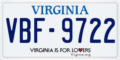 VA license plate VBF9722