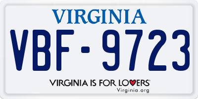 VA license plate VBF9723