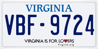 VA license plate VBF9724