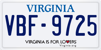 VA license plate VBF9725