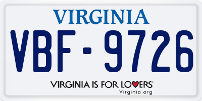 VA license plate VBF9726