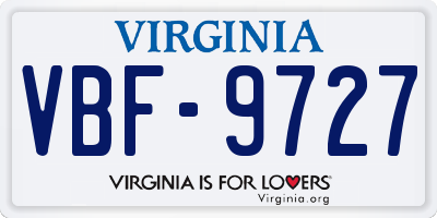 VA license plate VBF9727