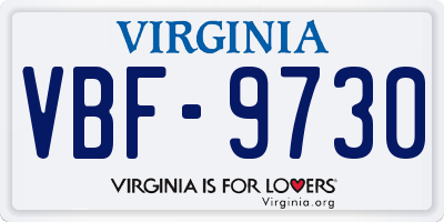 VA license plate VBF9730