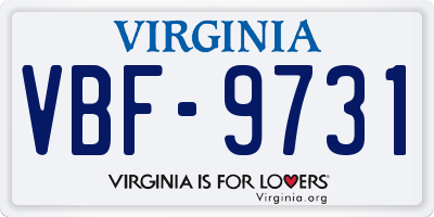 VA license plate VBF9731