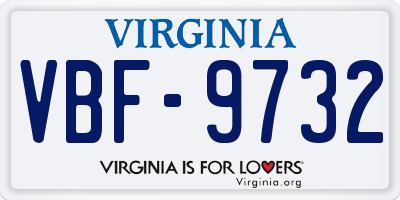 VA license plate VBF9732