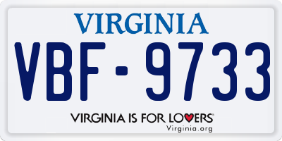 VA license plate VBF9733
