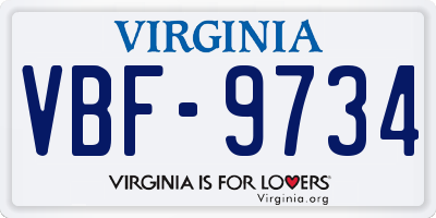 VA license plate VBF9734