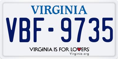 VA license plate VBF9735