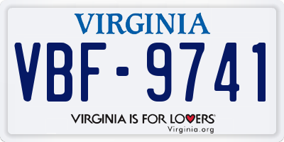 VA license plate VBF9741