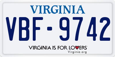 VA license plate VBF9742