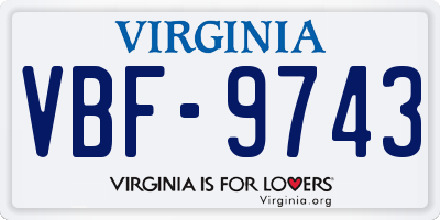 VA license plate VBF9743