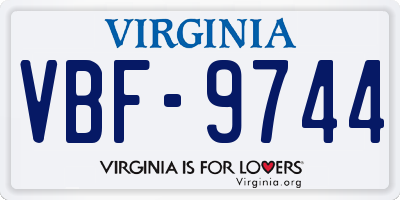 VA license plate VBF9744