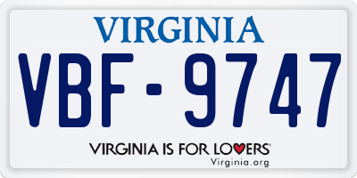 VA license plate VBF9747