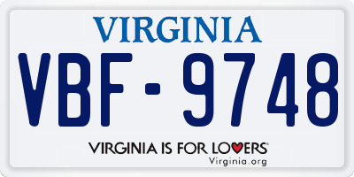 VA license plate VBF9748