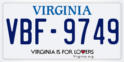 VA license plate VBF9749