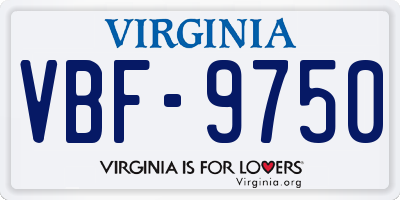 VA license plate VBF9750
