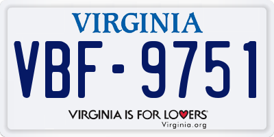 VA license plate VBF9751