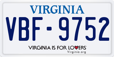 VA license plate VBF9752