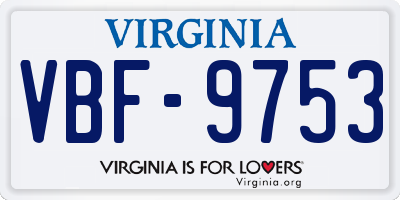 VA license plate VBF9753