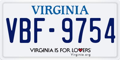 VA license plate VBF9754