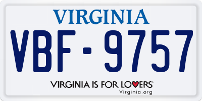 VA license plate VBF9757