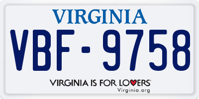 VA license plate VBF9758